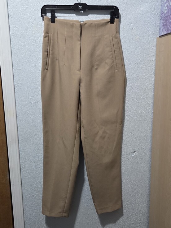 Zara Pants - Zara High-Waist Tailored Trousers — Beige